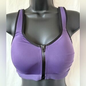 Purple Zipper Front Sports Bra